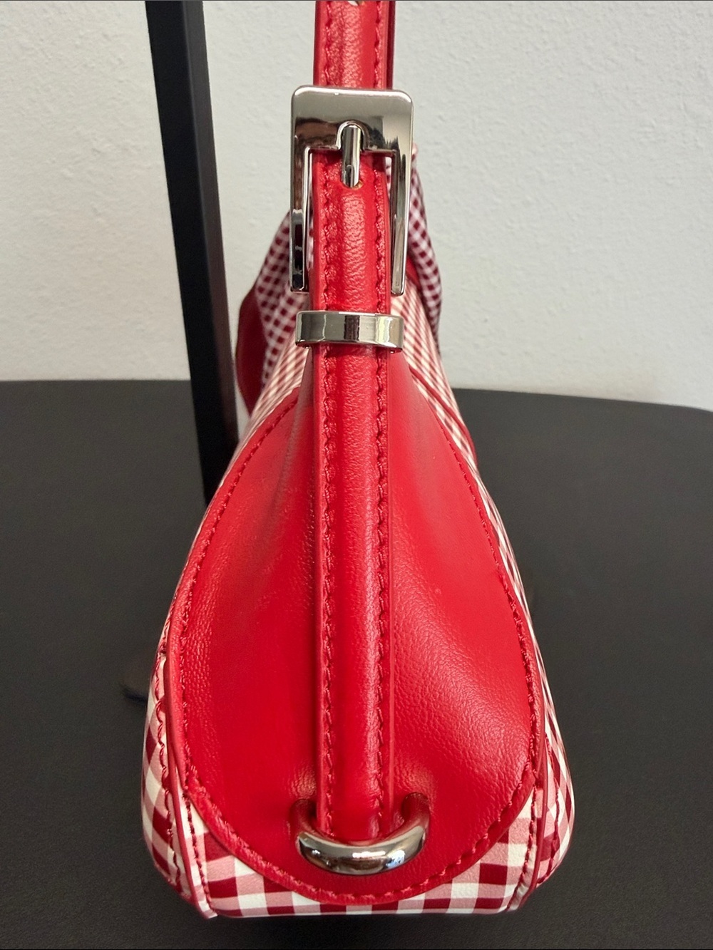 Steve Madden | Red Gingham Shoulder Bag w/ Matching Scarf - Picture 7 of 8